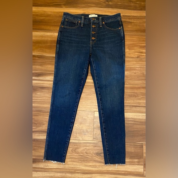 NWOT MADEWELL HIGH RISE SKINNY BUTTON FLY RAW HEM JEANS SIZE 30 - Picture 1 of 7